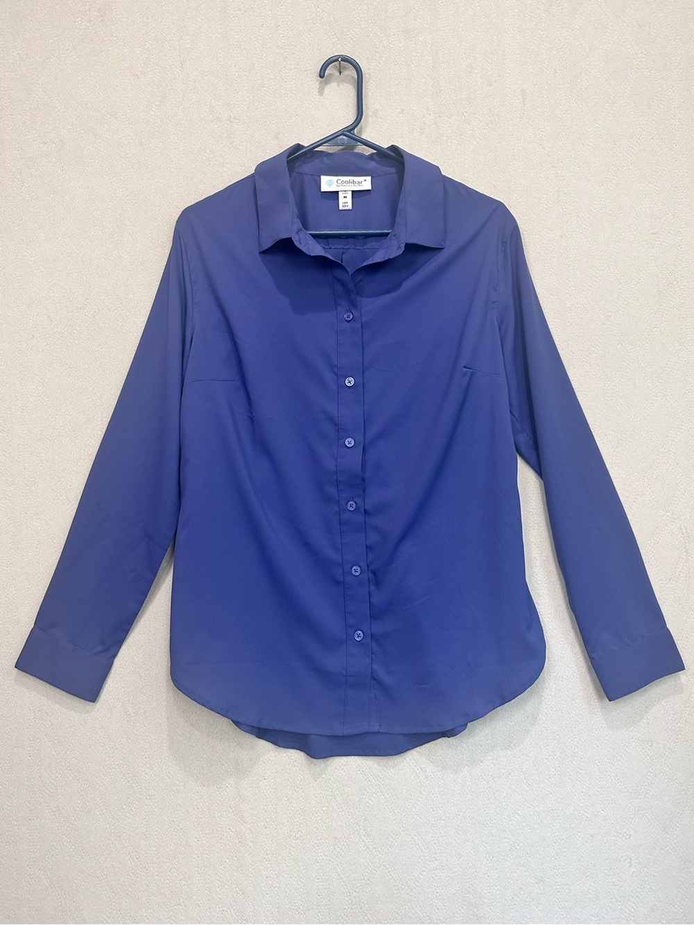 Coolibar Women's Sun protection UPF 50+ Blue Button-Front Long Sleeve Shirt Sz M